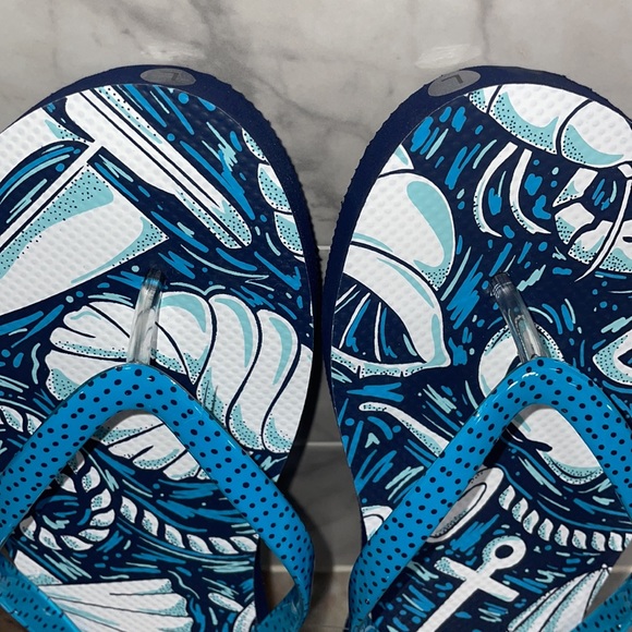 NWT Vera Bradley Flip Flops - Shore Enough - Women's Large Sz 9/10 Shells Beach - Picture 3 of 13